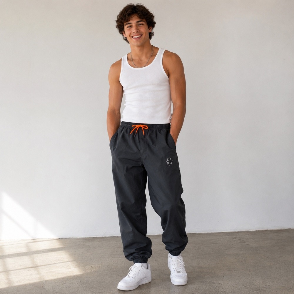 Lira Windbreaker Jogger Pants Gray Gorpcore Streetwear Utility Track Pants Y2K